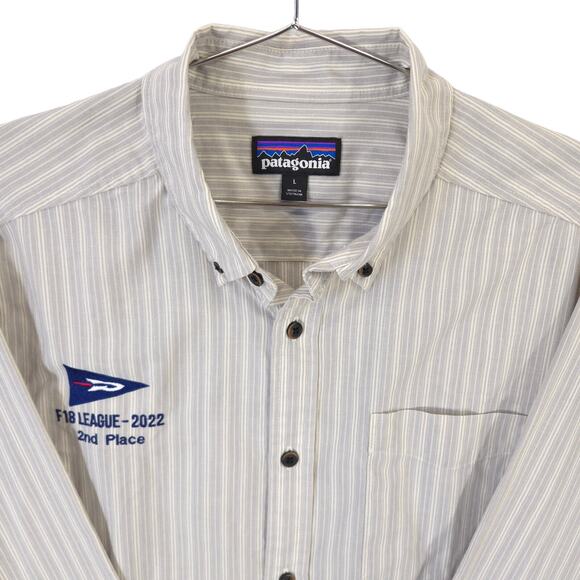 Patagonia Daily Shirt Mens L Gray Striped NAASA F18 League Sailing Long Sleeve - Picture 1 of 10